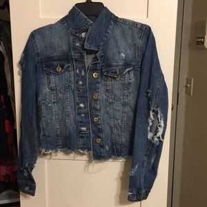 Distressed denim jacket